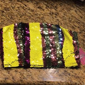 Sequenced strapless party top!